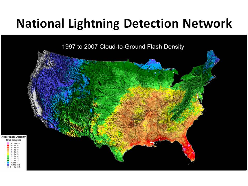 United States Lightning Density Map